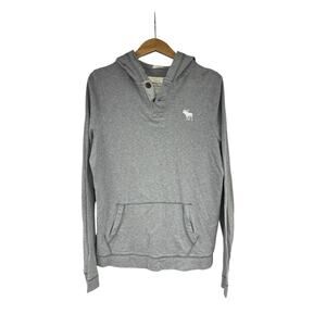 Abercrombie And Fitch Gray Muscle Fit Y2K Style Pullover Hoodie Shirt Men’s L